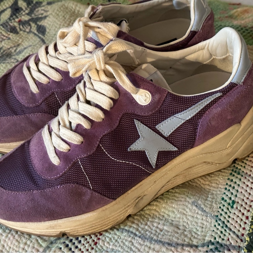 Golden Goose Purple and White Athletic Shoes